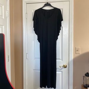 WIDOW Black Summer Goth Gothic Maxi Cape Dress
